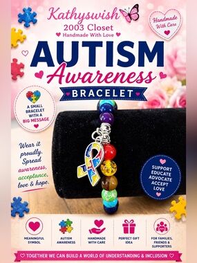 Autism Puzzle Ribbon Bracelet #7,#10